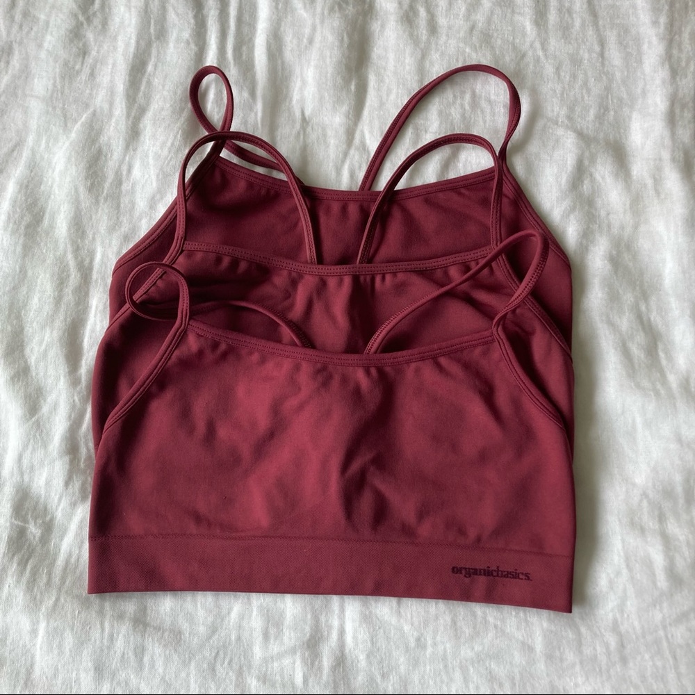 Organic Basics XS/S Burgundy Active Sports Bra Set 3 Pack